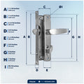 Sliding Door Mortise Latch Lock Set with 3 Keys, Stainless Steel - FO2240 - Five Oceans