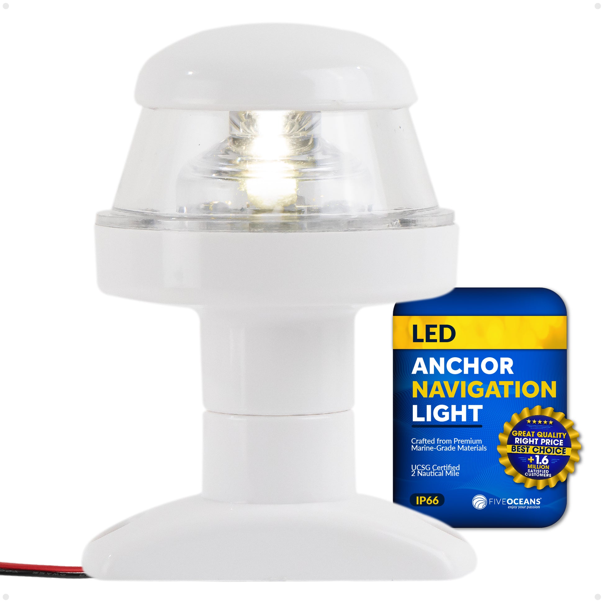 LED Anchor Navigation Light 3-1/4", Fixed Mount, 2NM - FO2312 - Five Oceans