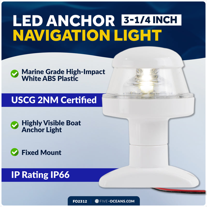 3-1/4" LED Anchor Navigation Light, Fixed Mount, 12V DC - 2NM