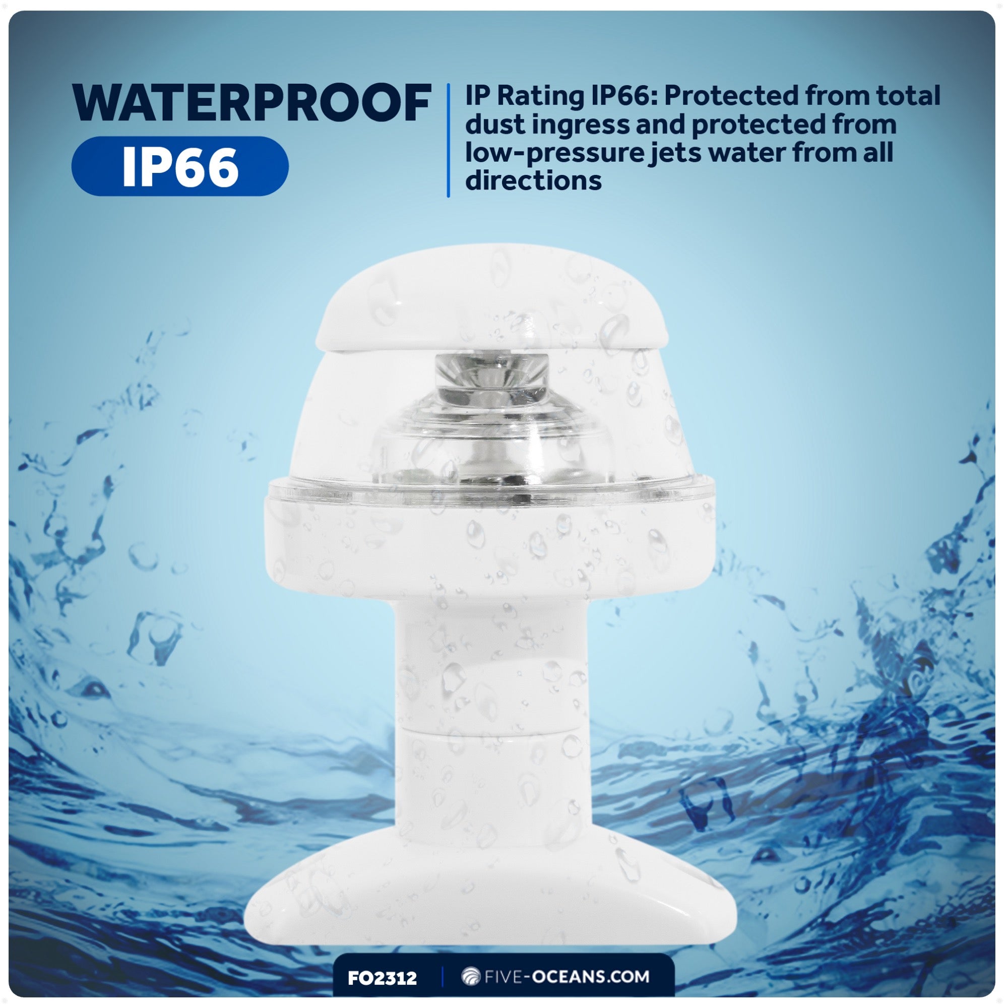 3-1/4" LED Anchor Navigation Light, Fixed Mount, 12V DC - 2NM - FO2312 - Five Oceans