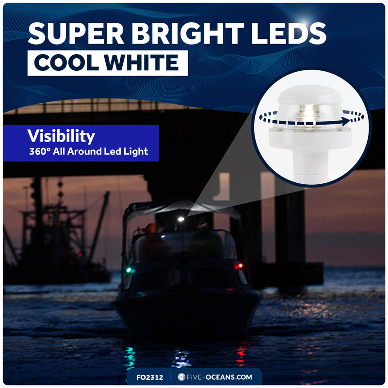 3-1/4" LED Anchor Navigation Light, Fixed Mount, 12V DC - 2NM