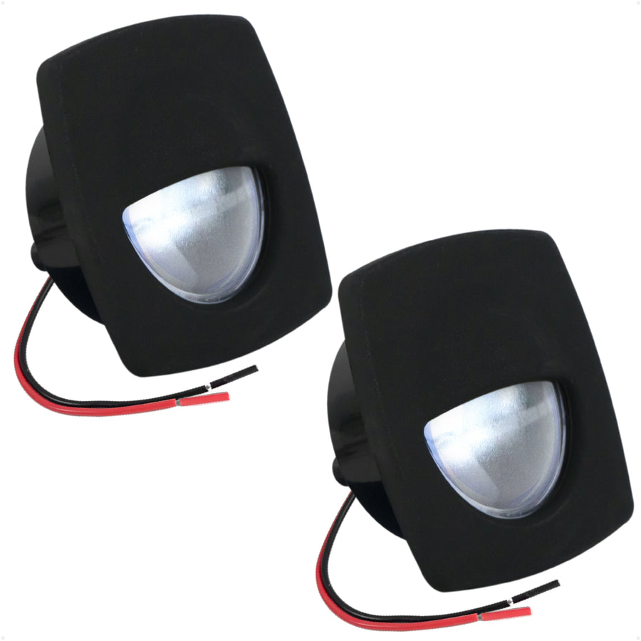2-1/4" Square LED Recessed Courtesy / Companionway Light, Black Housing, Cool White, 12V, 2-Pack - FO2313-M2 - Five Oceans