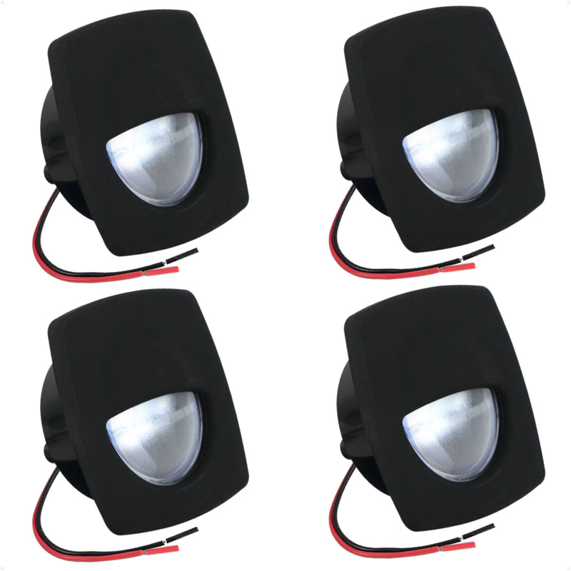 2-1/4" Square LED Recessed Courtesy / Companionway Light, Black Housing, Cool White, 12V, 4-Pack - FO2313-M4 - Five Oceans