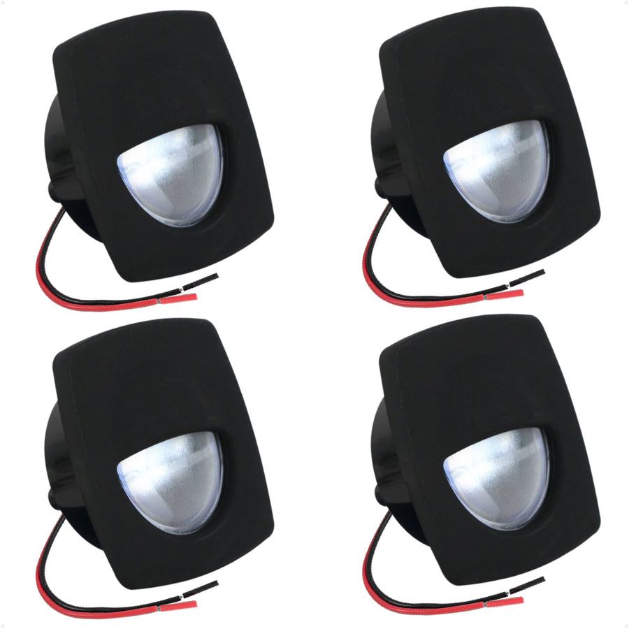 2-1/4" Square LED Recessed Courtesy / Companionway Light, Black Housing, Cool White, 12V, 4-Pack - FO2313-M4 - Five Oceans