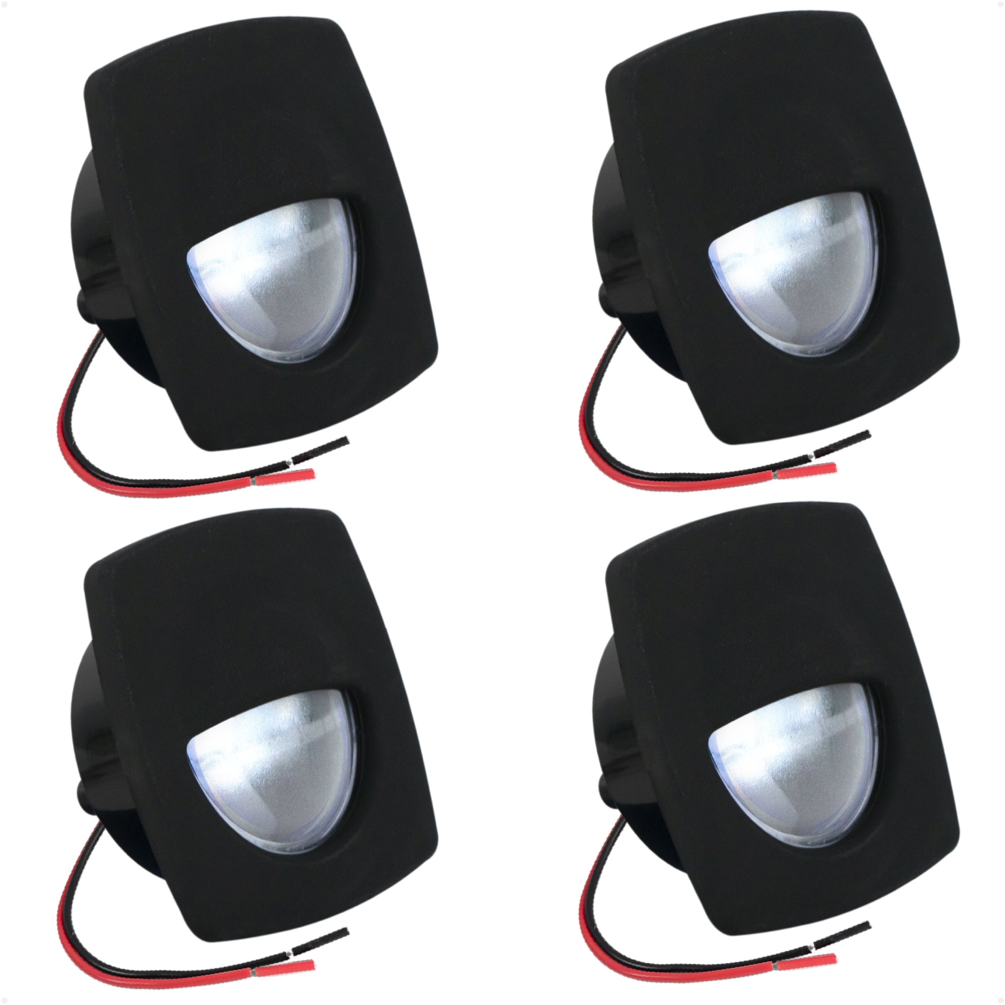 2-1/4" Square LED Recessed Courtesy / Companionway Light, Black Housing, Cool White, 12V, 4-Pack - FO2313-M4