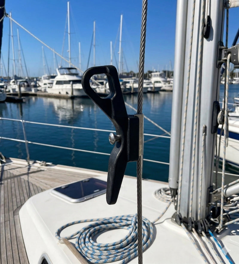 3-7/8" Shroud Line Flag Halyard Cleat, Fits 3/16"-5/16" Shrouds, Nylon with Stainless Steel, 2-Pack - FO2317-M2 - Five Oceans
