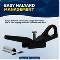 3-7/8" Shroud Line Flag Halyard Cleat, Fits 3/16"-5/16" Shrouds, Nylon with Stainless Steel, 2-Pack - FO2317-M2 - Five Oceans
