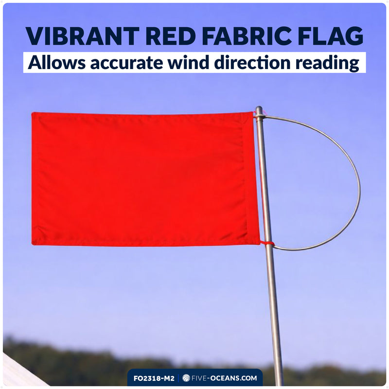 5-1/2" x 4-1/8" Wind Indicator Flag, Red Fabric & Stainless Steel, 2-Pack - FO2318-M2 - Five Oceans