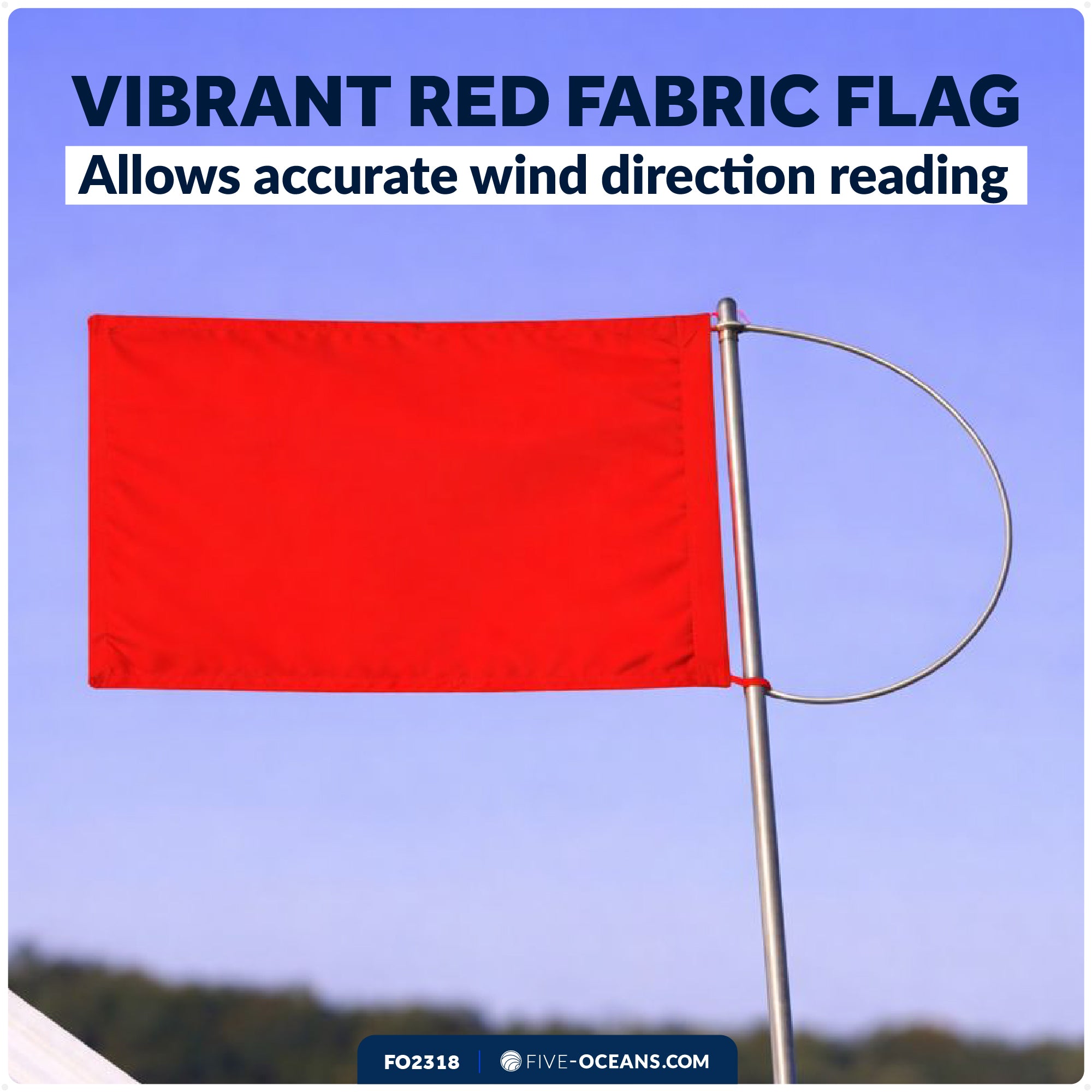 5-1/2" x 4-1/8" Wind Indicator Flag, Red Fabric & Stainless Steel - FO2318 - Five Oceans