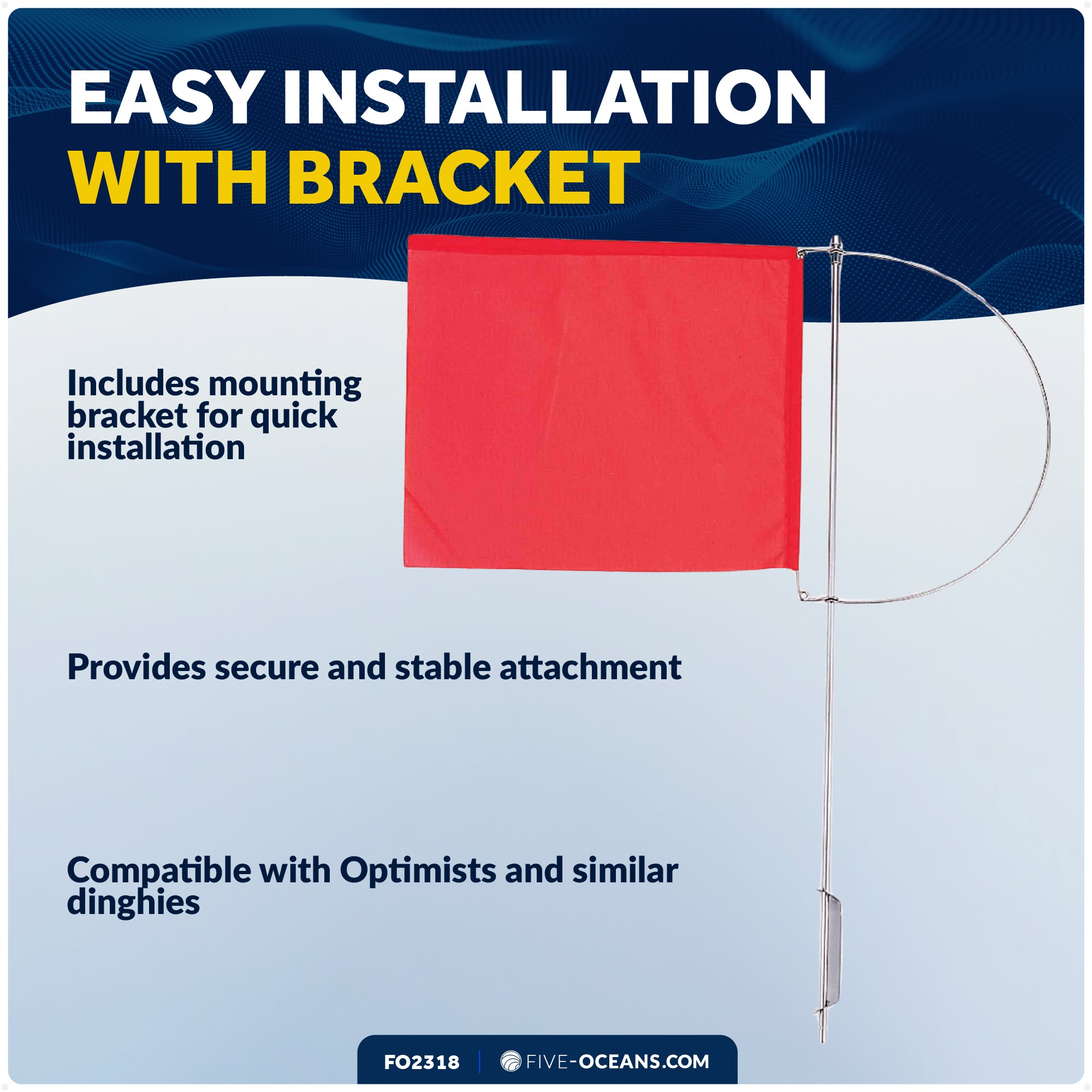 Wind Indicator Flag, 5-1/2" x 4-1/8", Red Fabric & Stainless Steel - FO2318