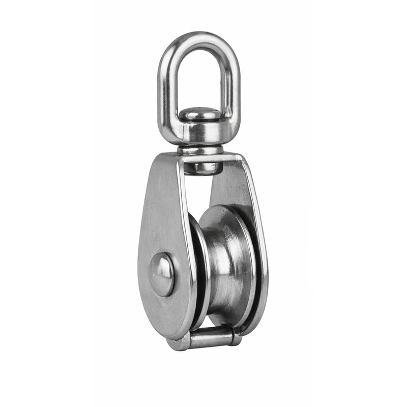 1/4" Rope x 1" Sheave Swivel Eye Block, Stainless Steel - FO2319 - Five Oceans
