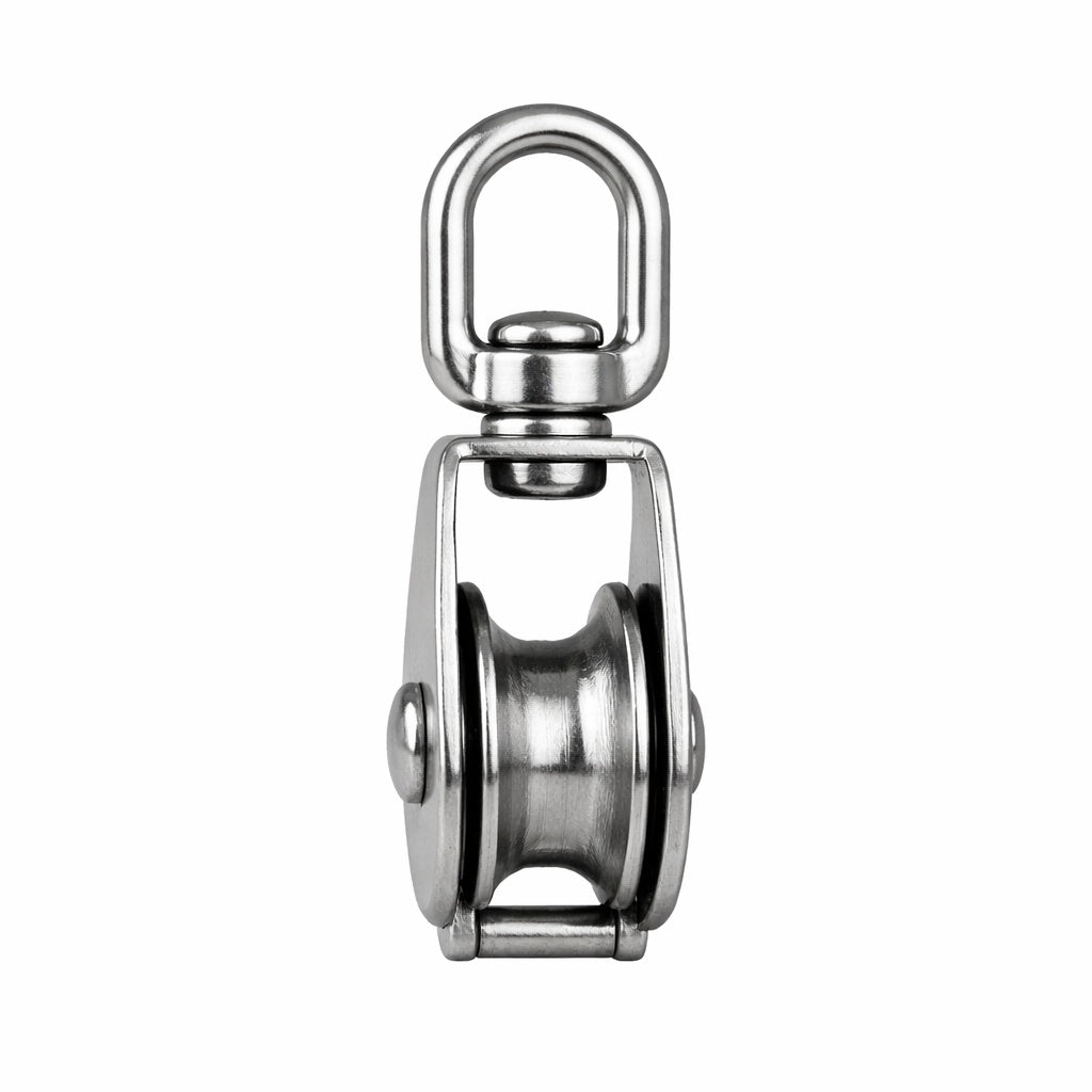 1/4" Rope x 1" Sheave Swivel Eye Block, Stainless Steel - FO2319 - Five Oceans