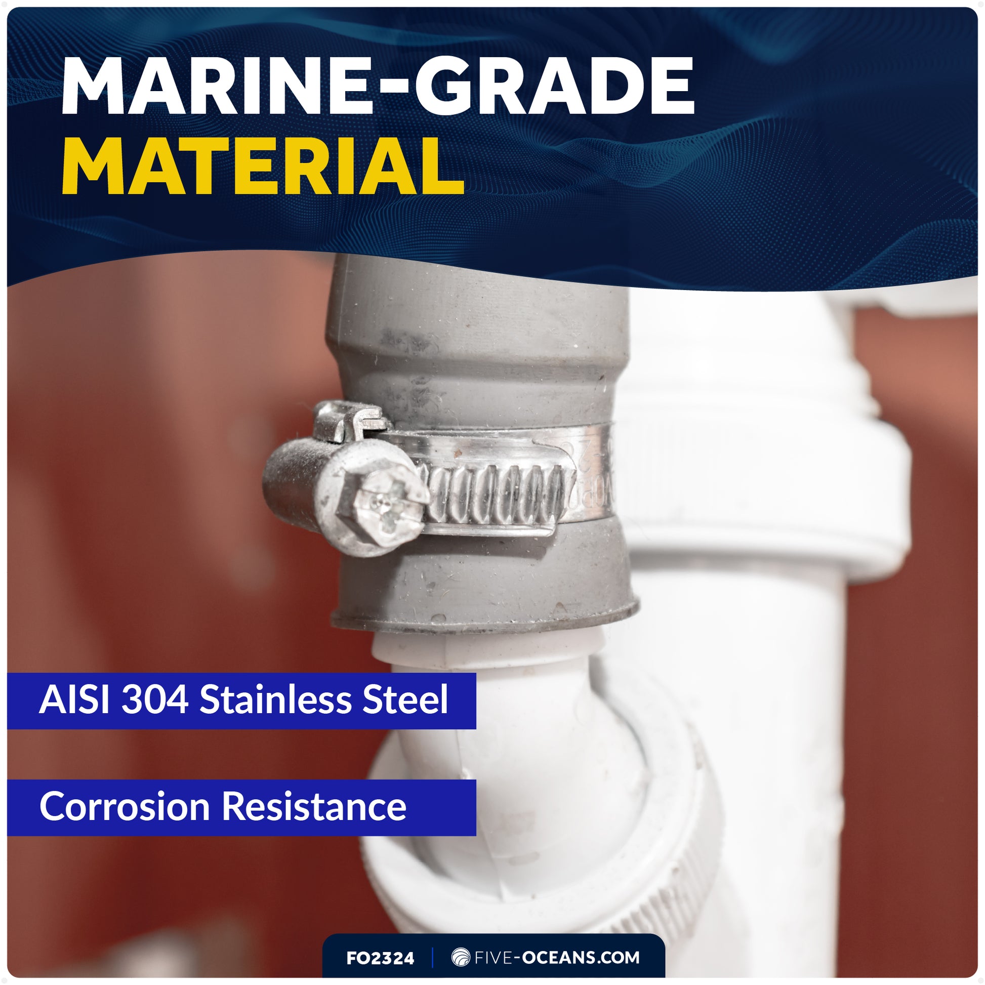 Adjustable Hose Clamp 7/16" - 13/16" (11-20mm), Stainless Steel - FO2324 - Five Oceans