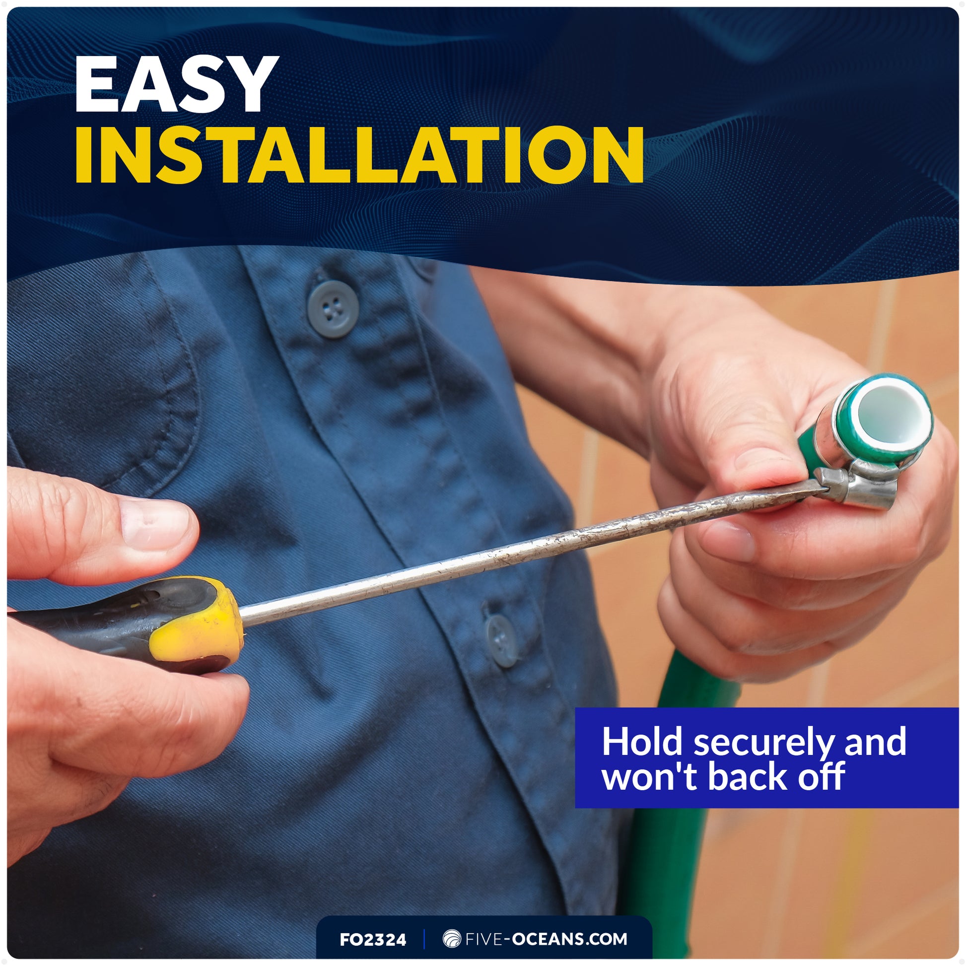 Adjustable Hose Clamp 7/16" - 13/16" (11-20mm), Stainless Steel - FO2324 - Five Oceans