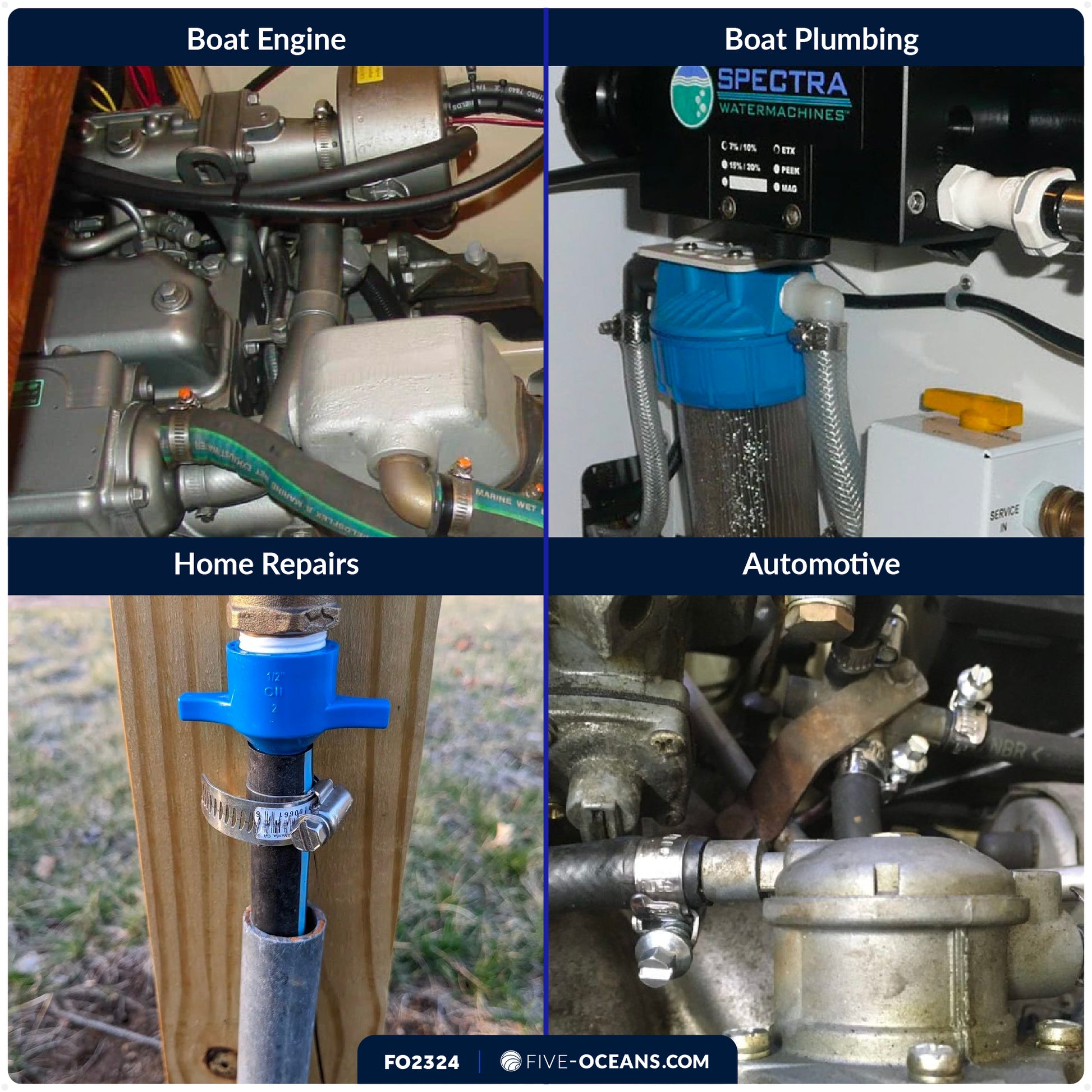 Adjustable Hose Clamp 7/16" - 13/16" (11-20mm), Stainless Steel - FO2324 - Five Oceans