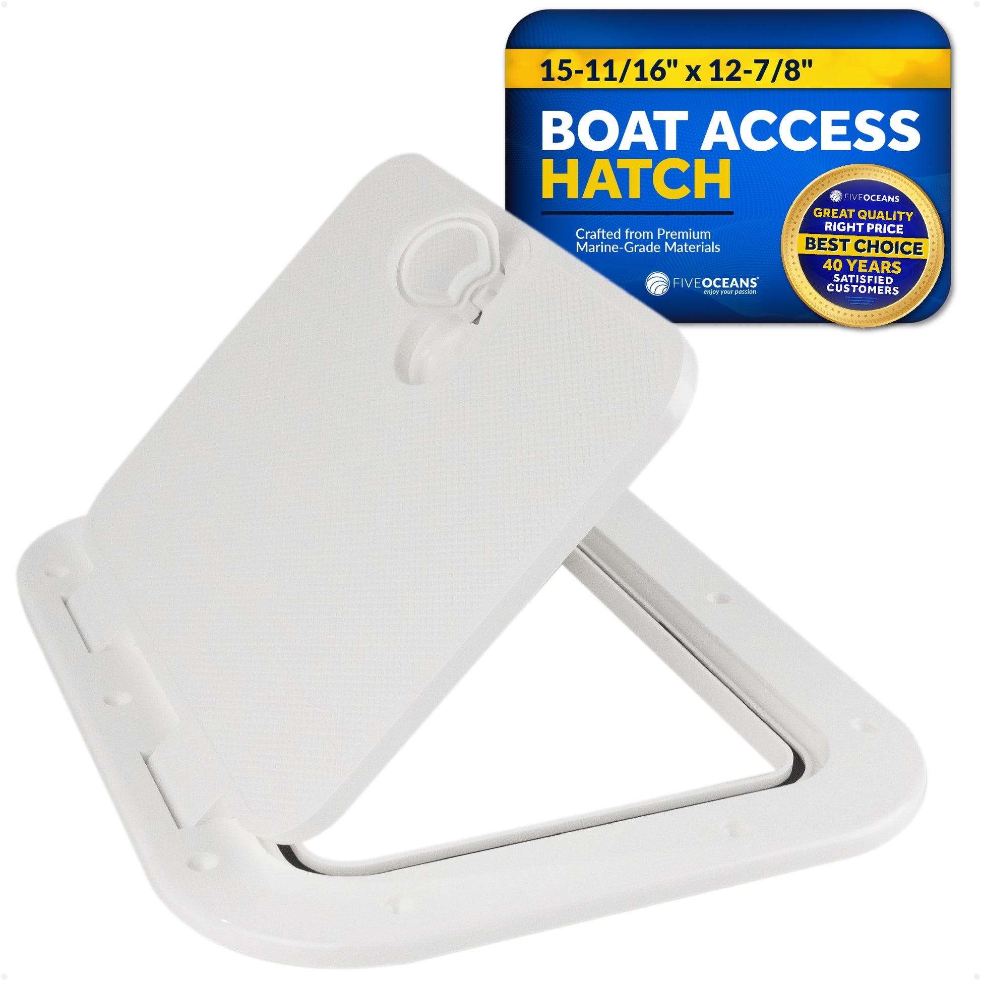 Boat Access Hatch, 15-11/16" x 12-7/8" Locking Slam Latch System, Off-White - FO2347 - Five Oceans