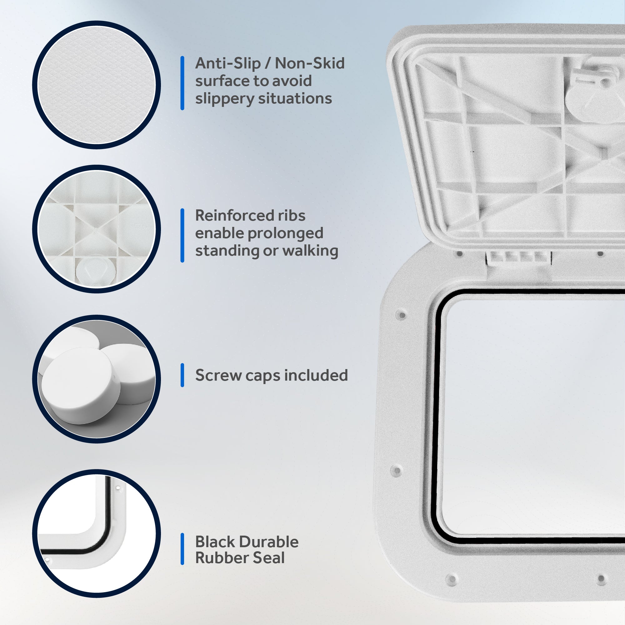 Boat Access Hatch, 15-11/16" x 12-7/8" Locking Slam Latch System, Off-White - FO2347 - Five Oceans