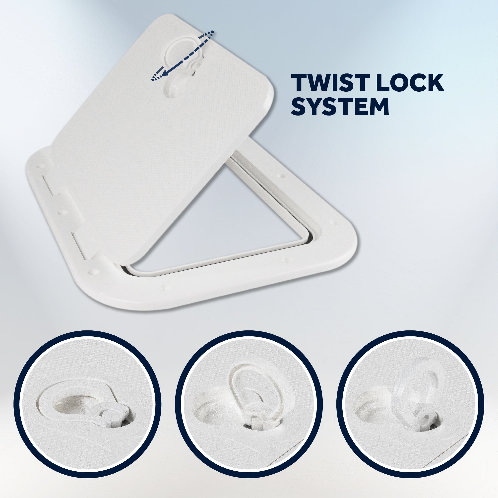 Boat Access Hatch, 15-11/16" x 12-7/8" Locking Slam Latch System, Off-White - FO2347 - Five Oceans