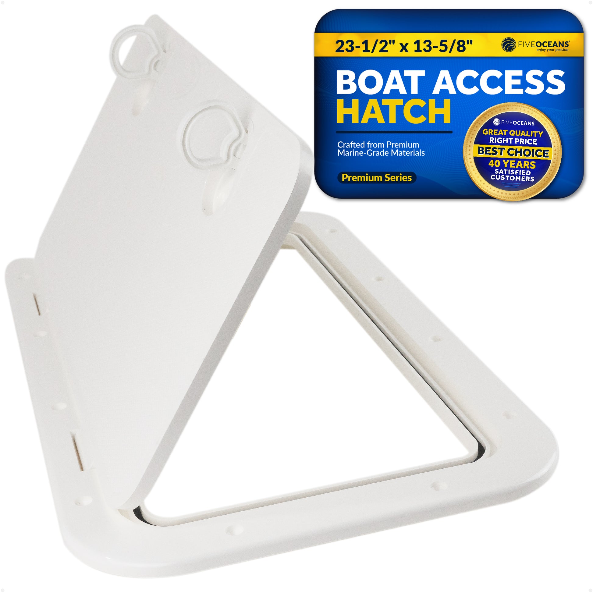 Boat Access Hatch, 23-1/2" x 13-5/8" Locking Slam Latch System, Off-White - FO2348 - Five Oceans