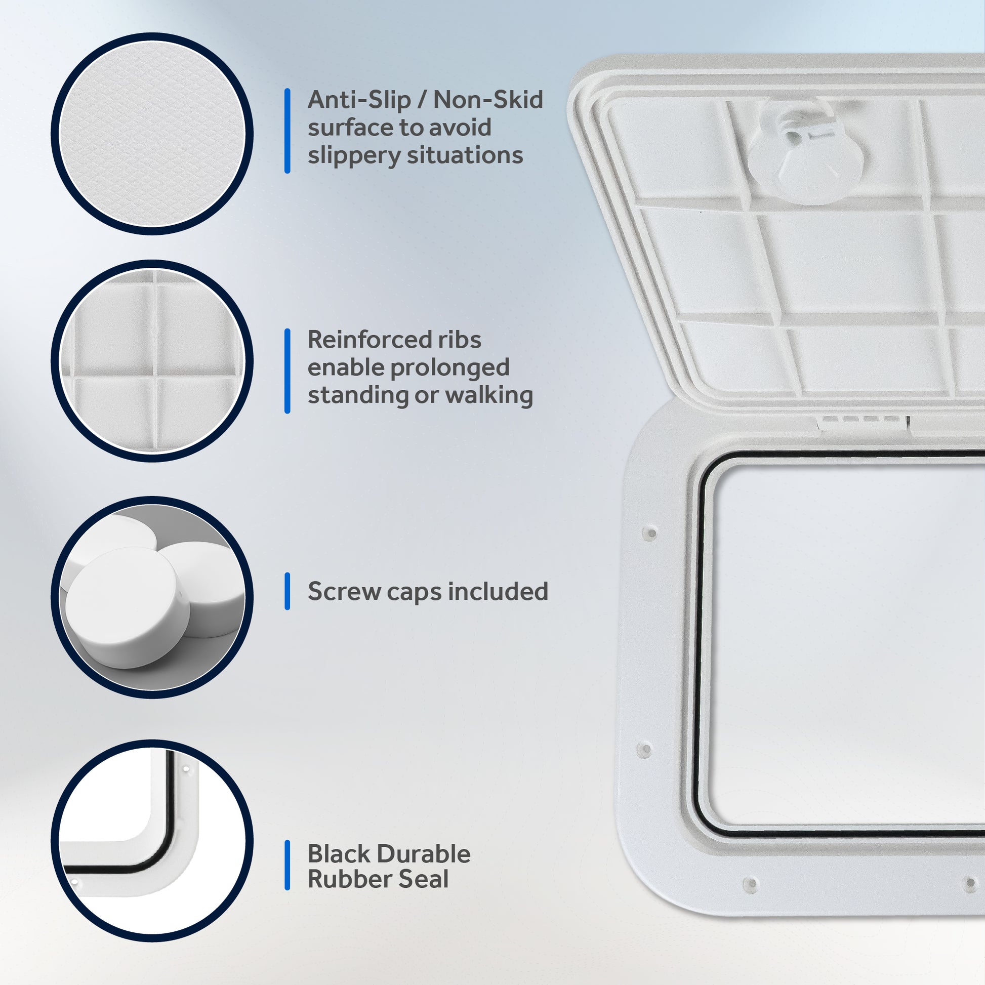 Boat Access Hatch, 23-1/2" x 13-5/8" Locking Slam Latch System, Off-White - FO2348 - Five Oceans