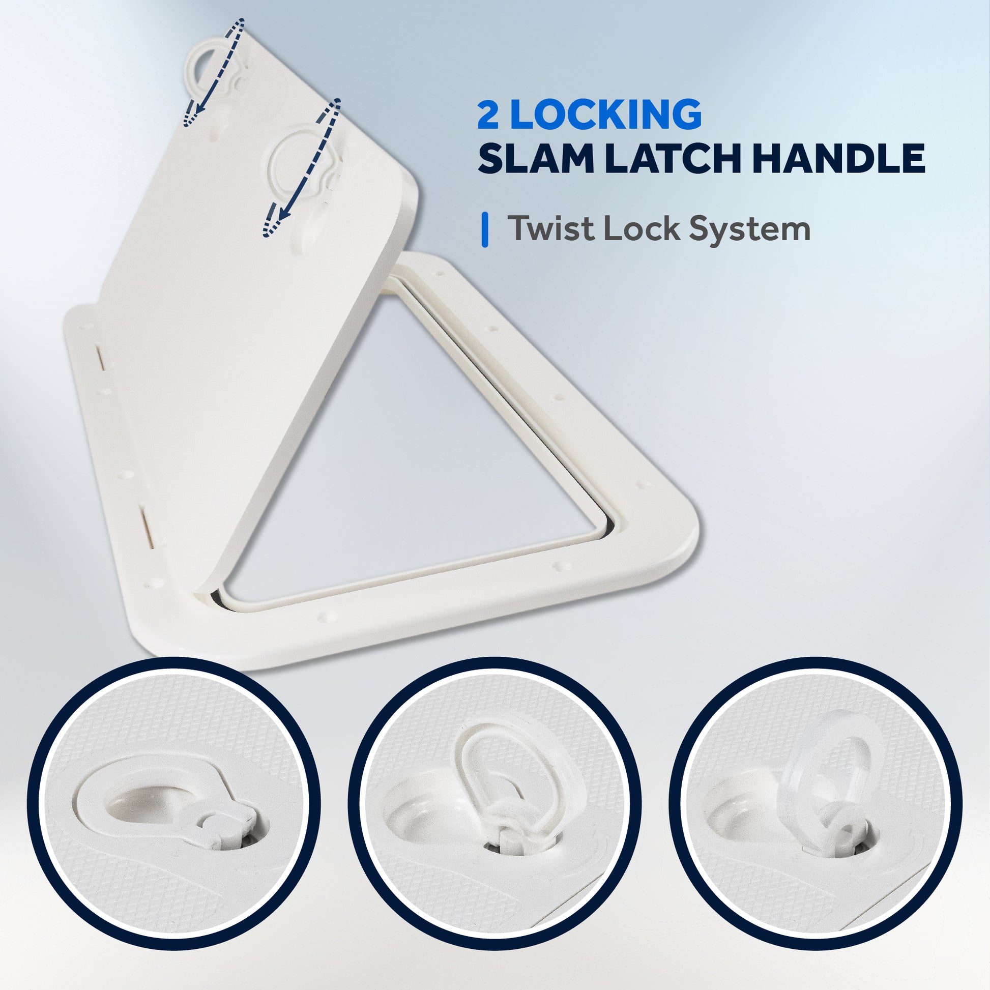 Boat Access Hatch, 23-1/2" x 13-5/8" Locking Slam Latch System, Off-White - FO2348 - Five Oceans