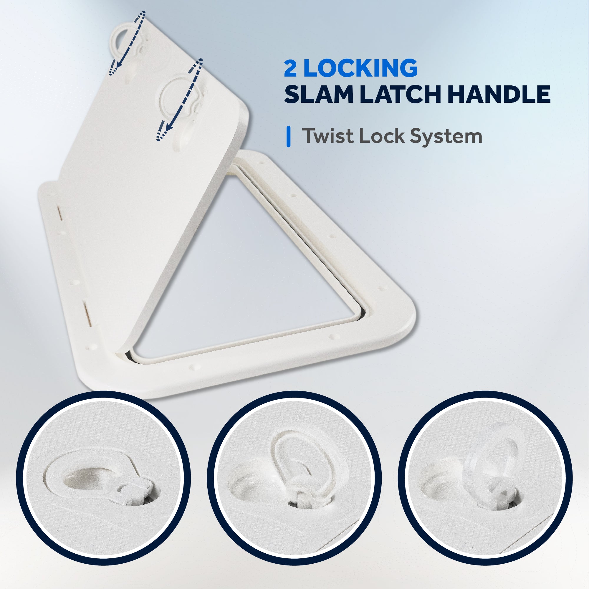 Boat Access Hatch, 23-1/2" x 13-5/8" Locking Slam Latch System, Off-White - FO2348 - Five Oceans