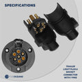 Trailer Electric Plug Adapter and Socket , 7 Pin - FO2354-C1 - Five Oceans