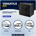 11" x 7" Group 24 Battery Tray with Hold-Down Clamp, Black - FO2359 - Five Oceans