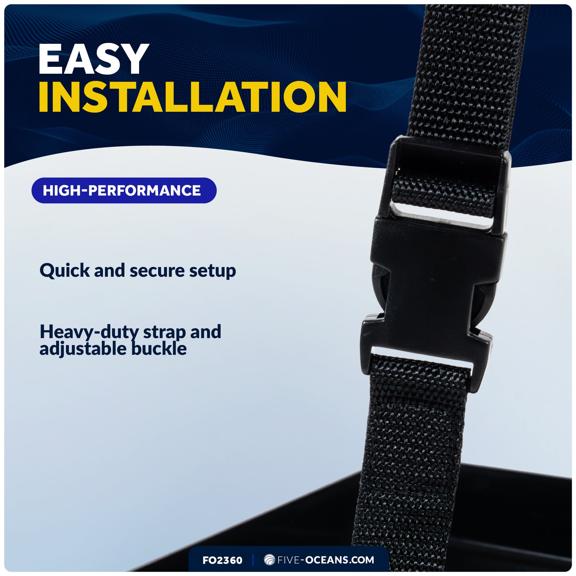 11" x 7" Group 24 Battery Tray with Hold-Down Strap, Black - FO2360 - Five Oceans