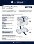 11" x 7" Group 24 Battery Tray with Hold-Down Strap, Black - FO2360 - Five Oceans