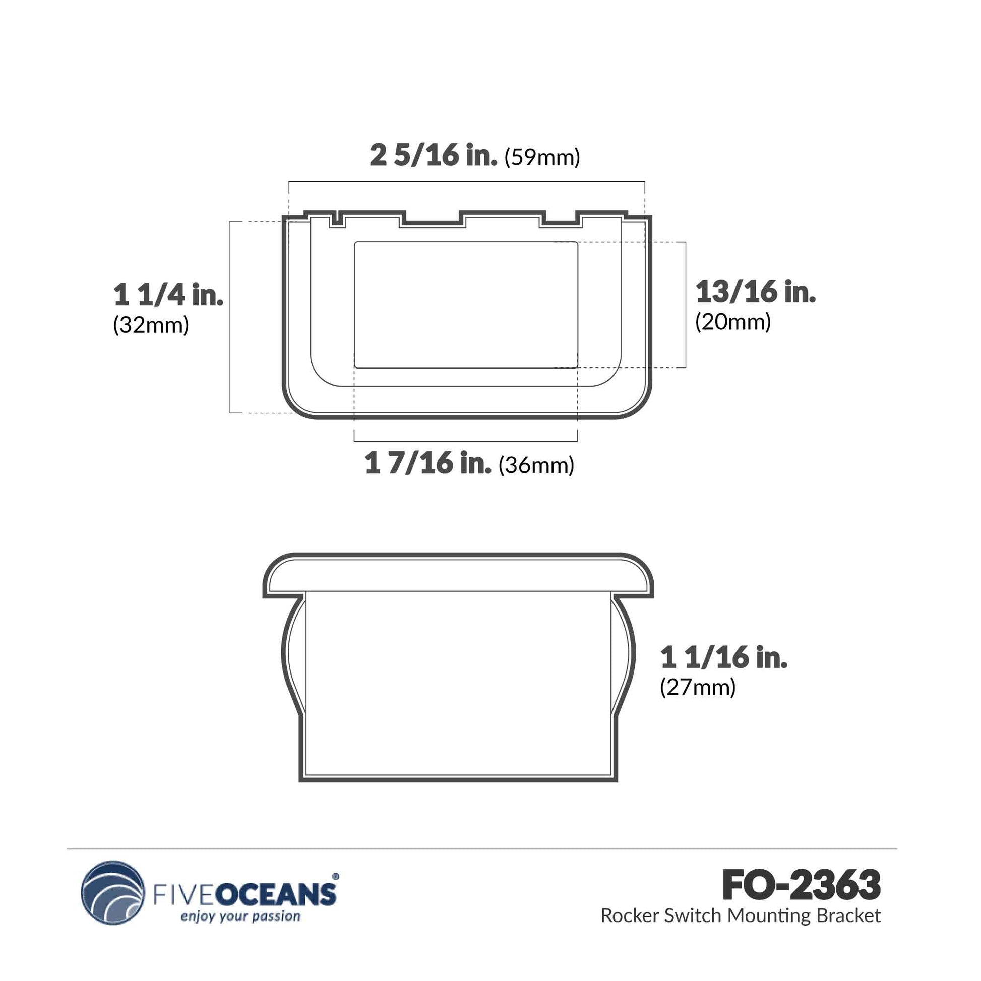 Rocker Switch Mounting Bracket - FO2363 - Five Oceans