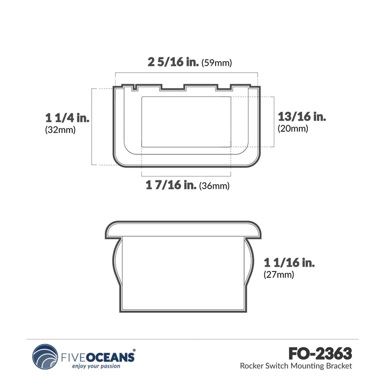 Rocker Switch Mounting Bracket - FO2363 - Five Oceans