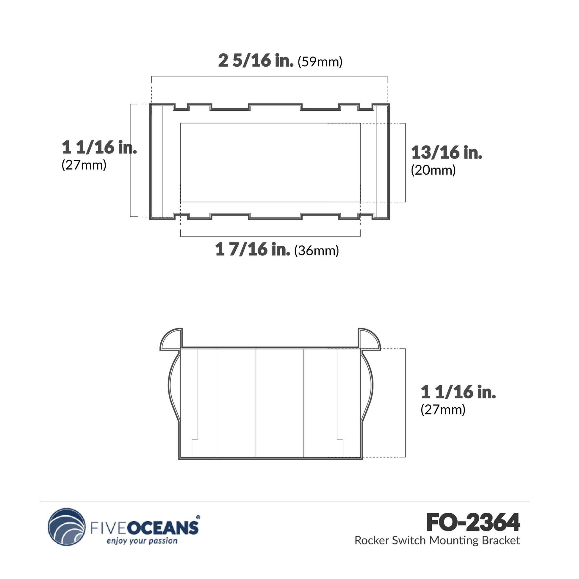 Rocker Switch Mounting Bracket - FO2364 - Five Oceans