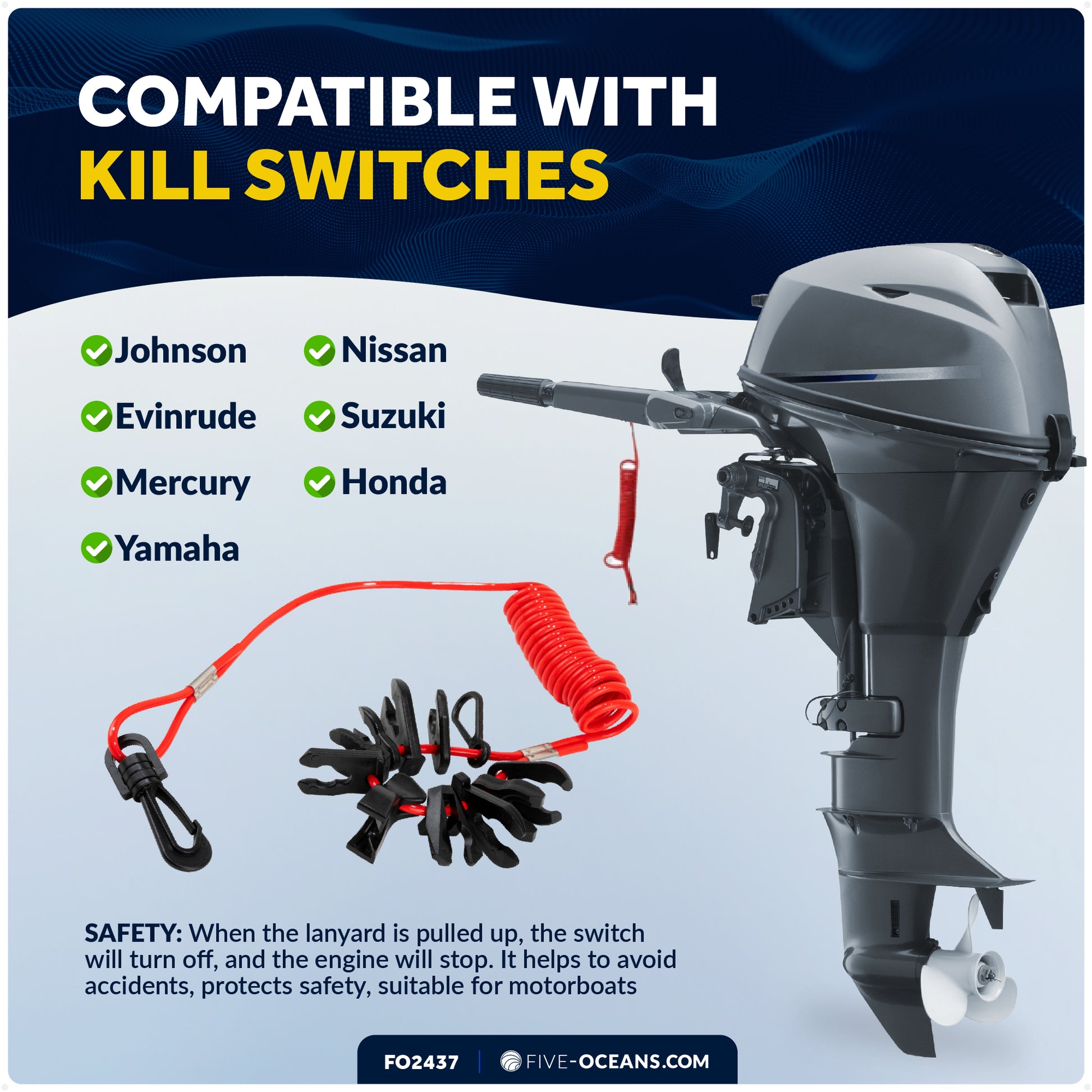 11-Keys Universal Boat Kill Switch Lanyard - FO2437 - Five Oceans