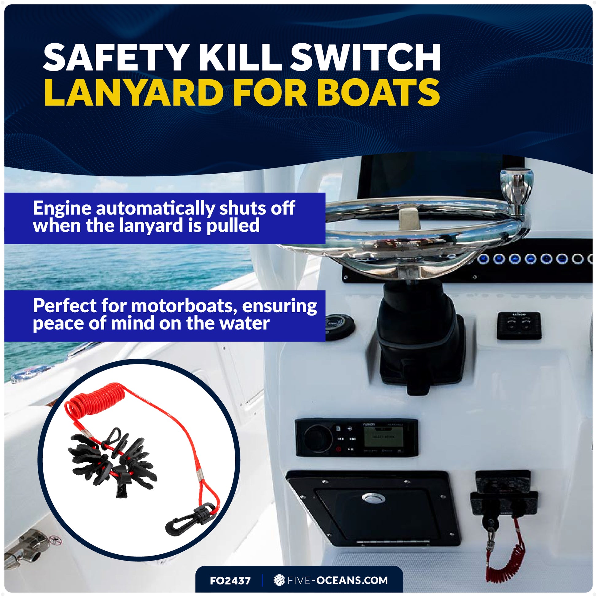 11-Keys Universal Boat Kill Switch Lanyard - FO2437 - Five Oceans