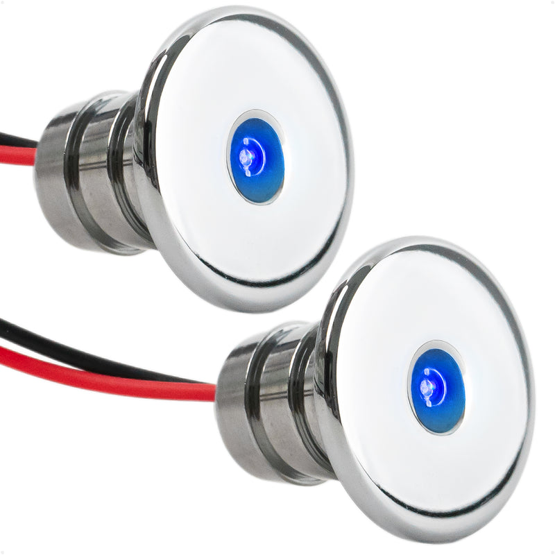 3/4" Round LED Snap-In Mount Courtesy / Mini Accent Light, Blue, 12V, 2-Pack - FO2445-M2 - Five Oceans