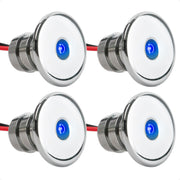 3/4" Round LED Snap-In Mount Courtesy / Mini Accent Light, Blue, 12V, 4-Pack - FO2445-M4