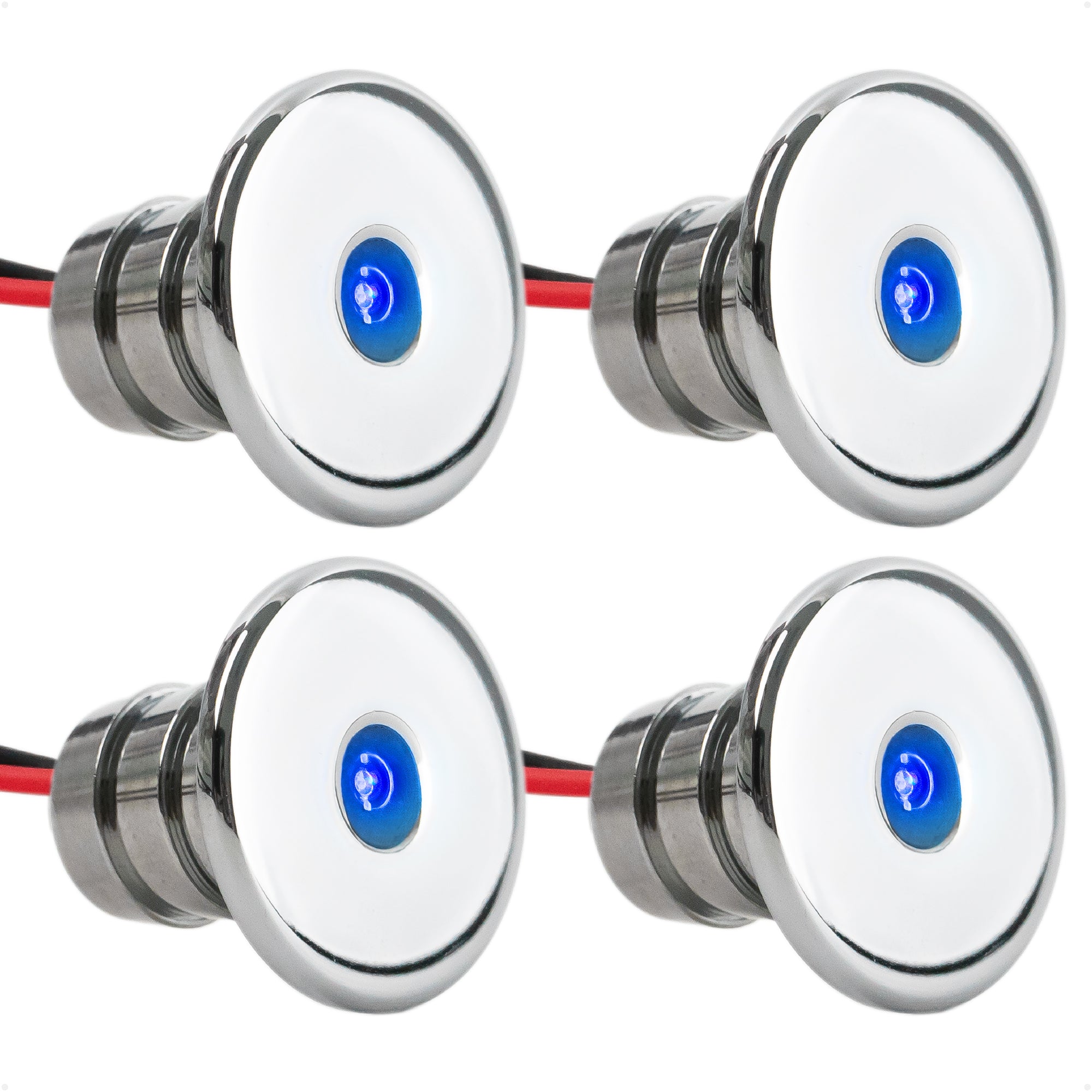 3/4" Round LED Snap-In Mount Courtesy / Mini Accent Light, Blue, 12V, 4-Pack - FO2445-M4