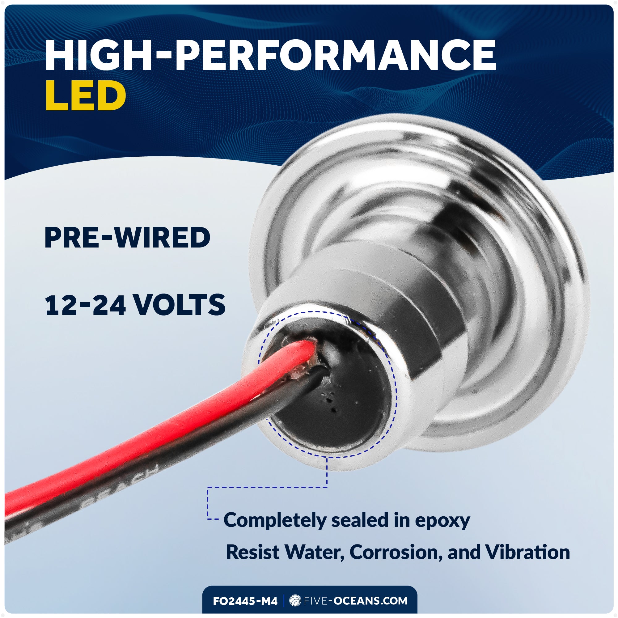 3/4" Round LED Snap-In Mount Courtesy / Mini Accent Light, Blue, 12V, 4-Pack - FO2445-M4