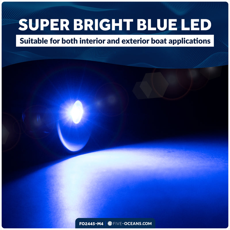 3/4" Round LED Snap-In Mount Courtesy / Mini Accent Light, Blue, 12V, 4-Pack - FO2445-M4 - Five Oceans