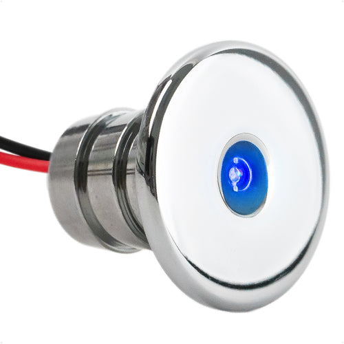 3/4" Round LED Snap-In Mount Courtesy / Mini Accent Light, Blue, 12V