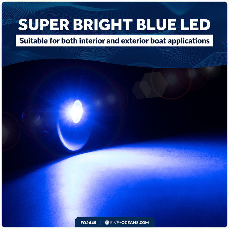 3/4" Round LED Snap-In Mount Courtesy / Mini Accent Light, Blue, 12V - FO2445 - Five Oceans