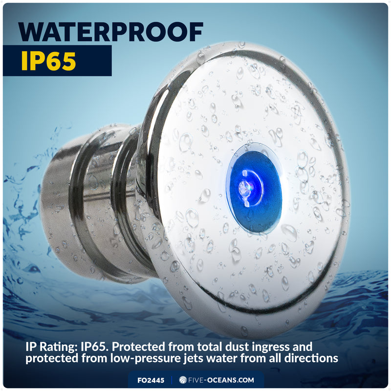 3/4" Round LED Snap-In Mount Courtesy / Mini Accent Light, Blue, 12V - FO2445 - Five Oceans
