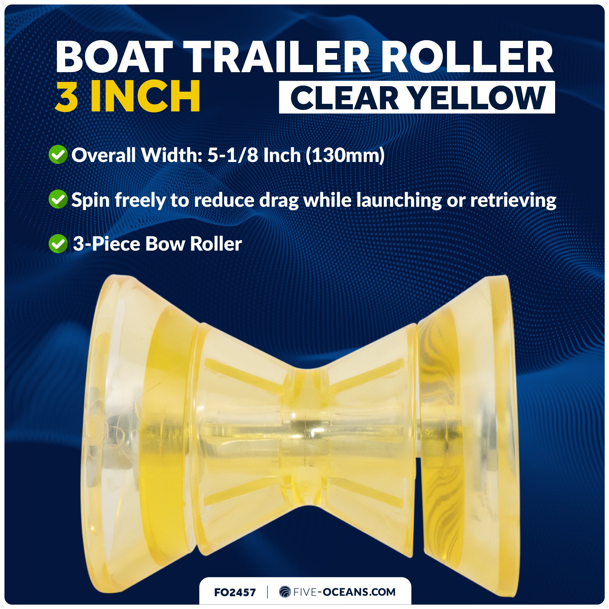 3" Boat Trailer Roller - Clear Yellow - FO2457