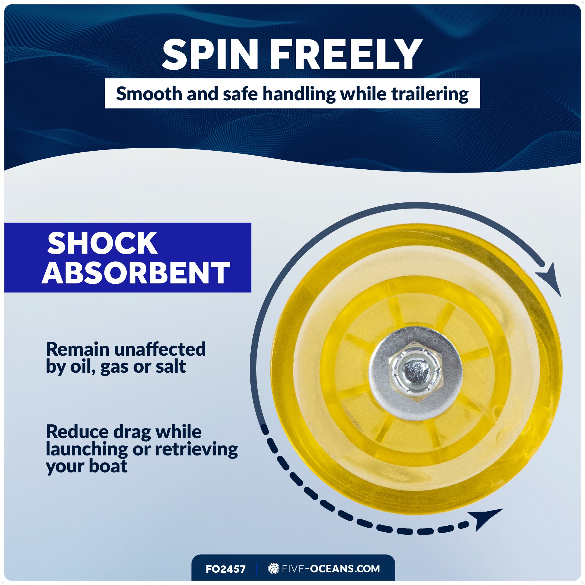 3" Boat Trailer Roller - Clear Yellow - FO2457 - Five Oceans
