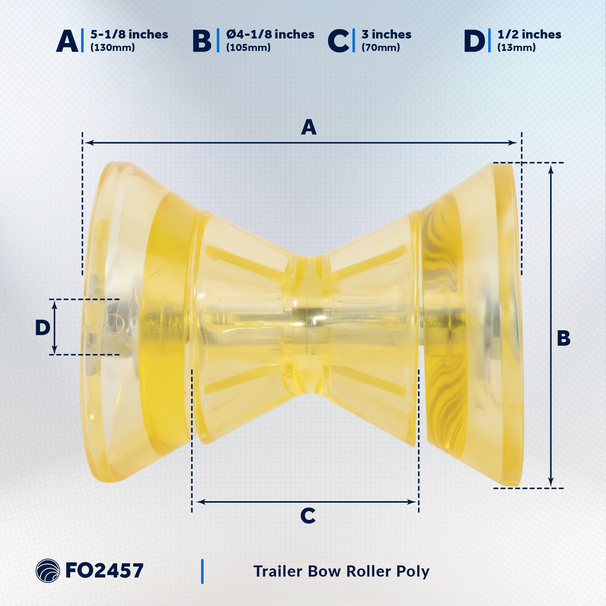 3" Boat Trailer Roller - Clear Yellow - FO2457 - Five Oceans