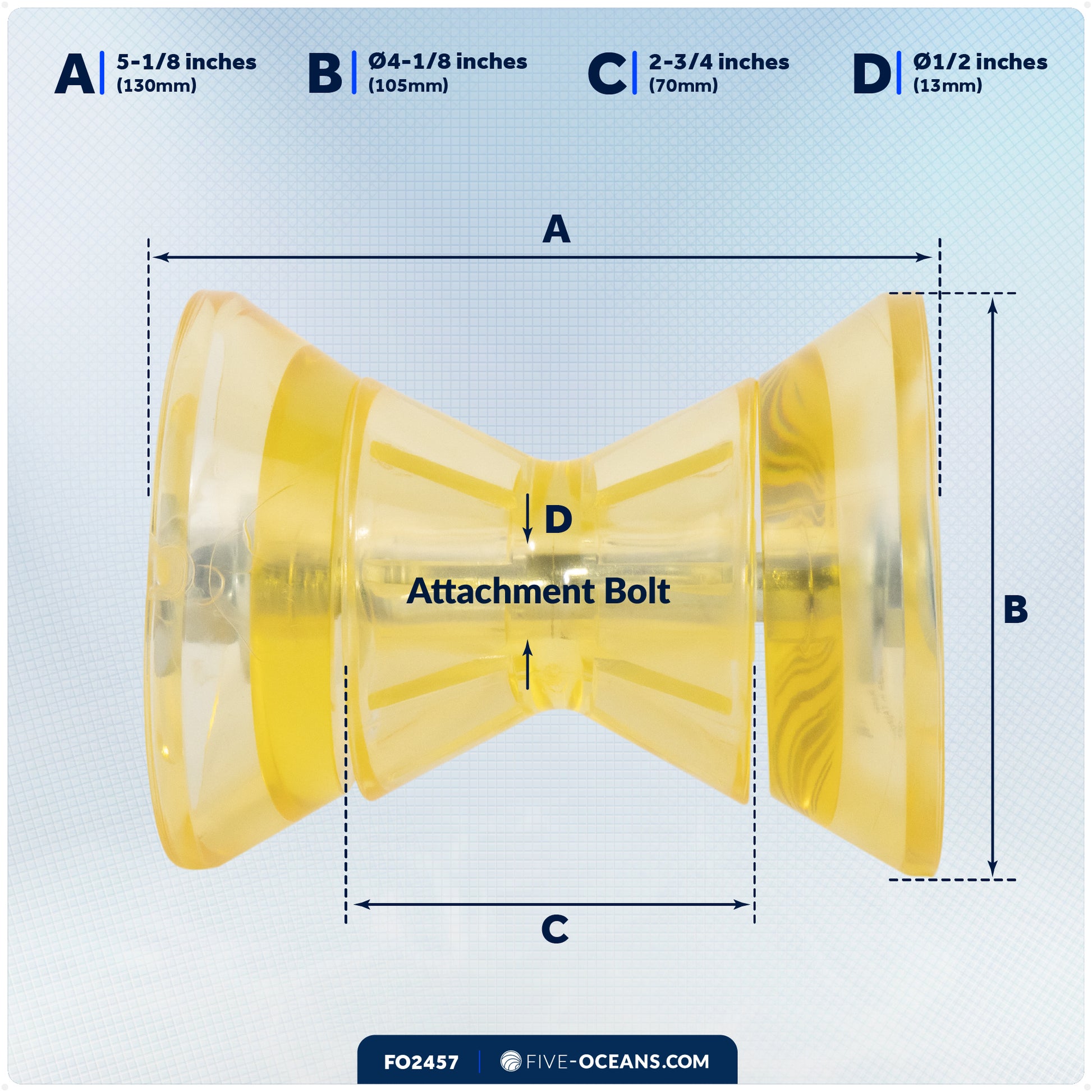 3" Boat Trailer Roller - Clear Yellow - FO2457 - Five Oceans