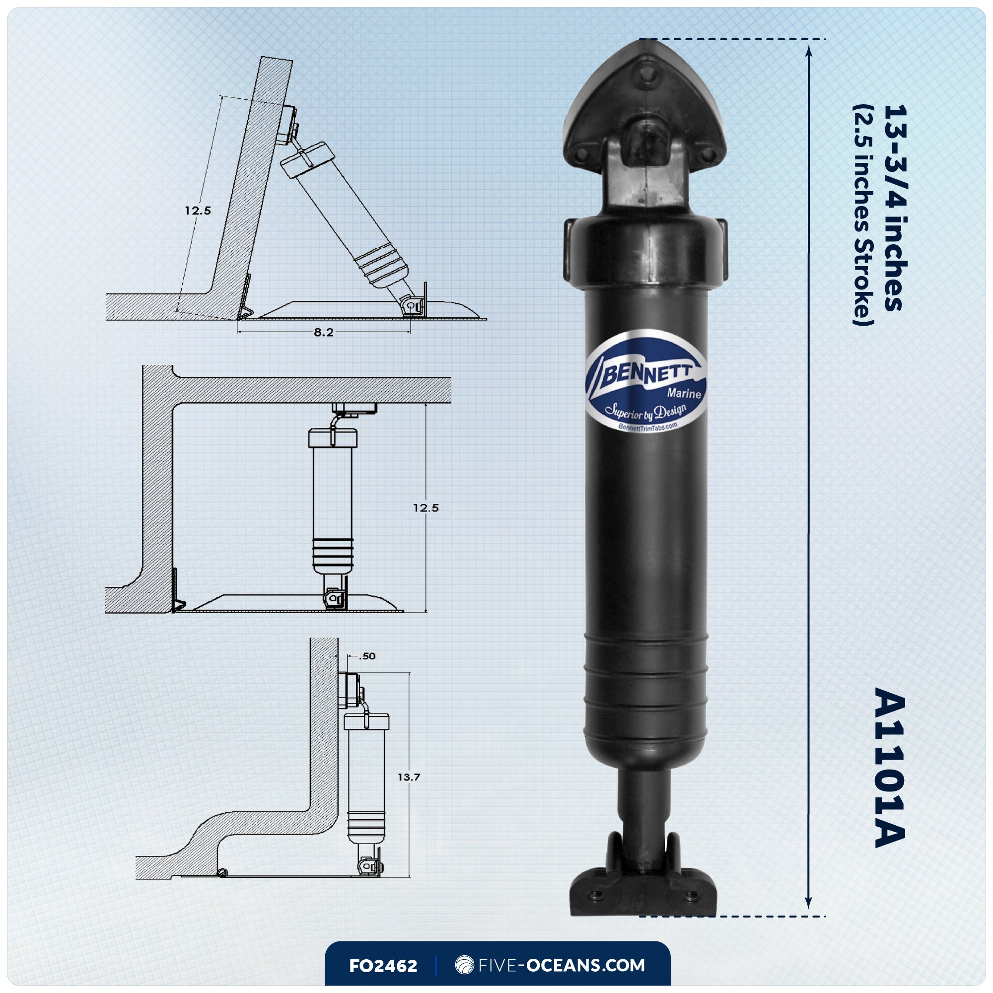 Trim Tab Piston 13-3/4" - Standard Hydraulic Actuator - FO2462