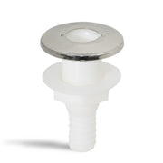 Thru-Hull Fitting for Hose, 1-1/2" White, Stainless Steel Head - FO2557 - Five Oceans