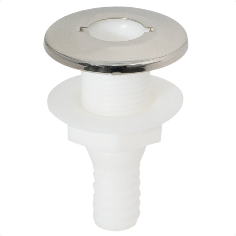 1-1/2" Thru-Hull Fitting, White Nylon & Stainless Steel Head – FO2557 - Five Oceans